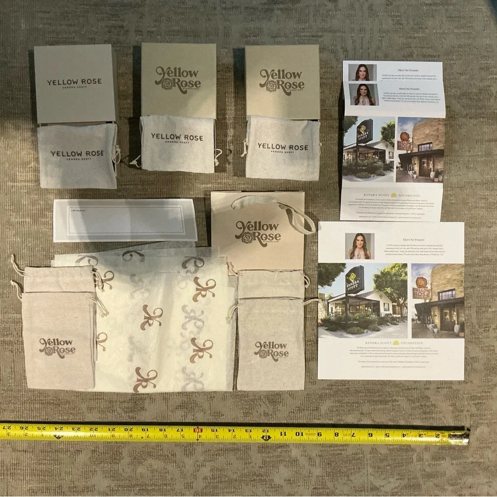 Kendra Scott Yellow Rose Gift Boxes and Cloth Bags